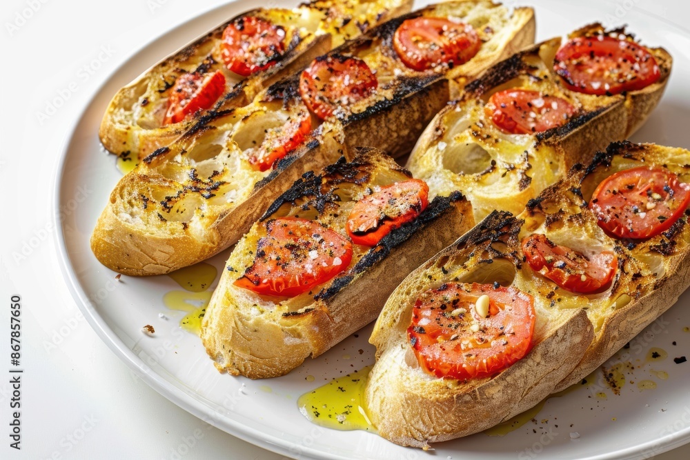Crunchy Garlic Bread with Garlic and Tomato Bruschetta Crunchy Garlic Bread with Garlic and Tomato Bruschetta