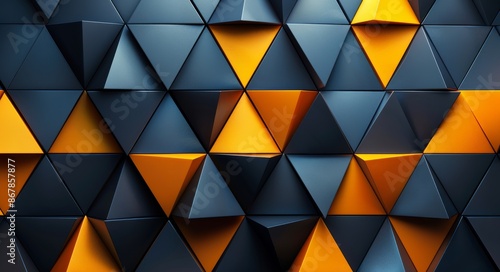 Abstract Triangle Wall Pattern in Orange, Yellow, and Blue