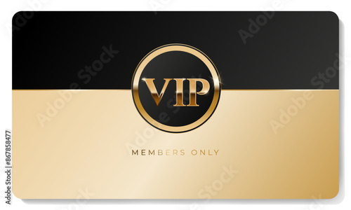 Golden premium VIP card with gold elements. Vector