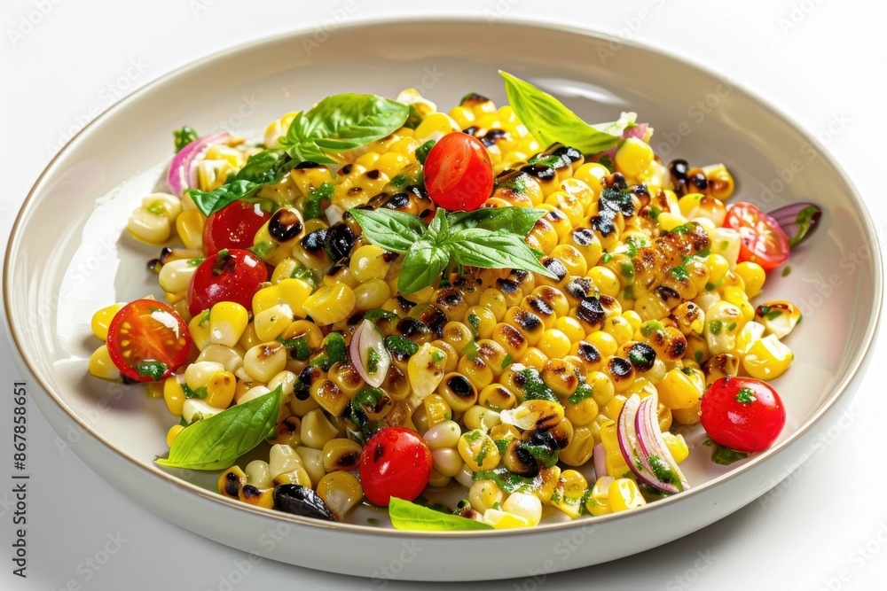 Basil Vinaigrette Grilled Corn Salad with Heirloom Cherry Tomatoes Basil Vinaigrette Grilled Corn Salad with Heirloom Cherry Tomatoes
