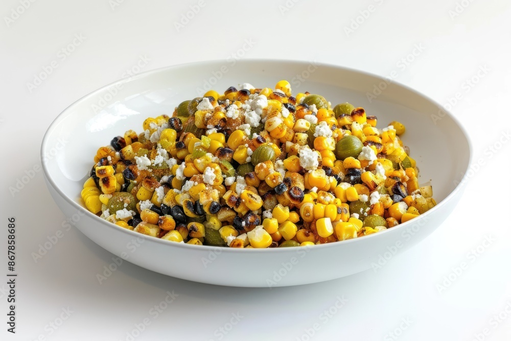 Charred Corn Salad with Creamy Tomatillo Dressing and Tangy Cotija Cheese Charred Corn Salad with Creamy Tomatillo Dressing and Tangy Cotija Cheese