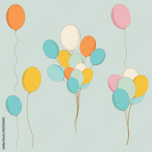 Set of vector balloons in cartoon retro style