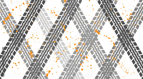 Tire wheel mark of car pattern,  background. Vector illustration