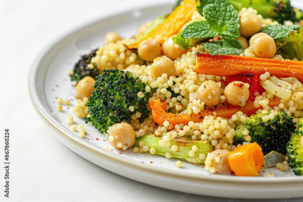 Tasty Roasted Vegetable Couscous with Bell Peppers and Red Pepper Flakes Tasty Roasted Vegetable Couscous with Bell Peppers and Red Pepper Flakes