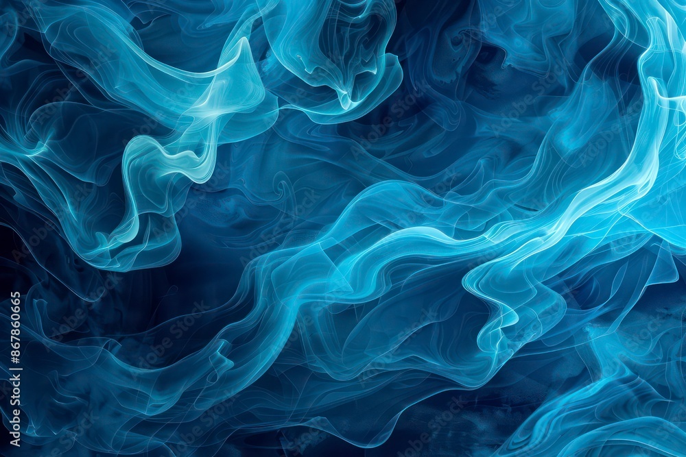 Fototapeta premium Light and dark Blue Waves - Wavy Abstract Background - AI Generated