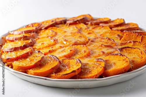 Creamy Cheddar Scalloped Sweet Potatoes with Nutmeg and Garlic