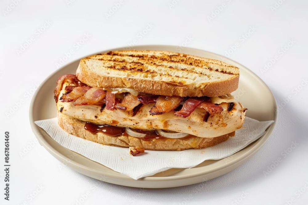Tantalizing Cheddar-Bacon BBQ Chicken Sandwich with Onions Tantalizing Cheddar-Bacon BBQ Chicken Sandwich with Onions