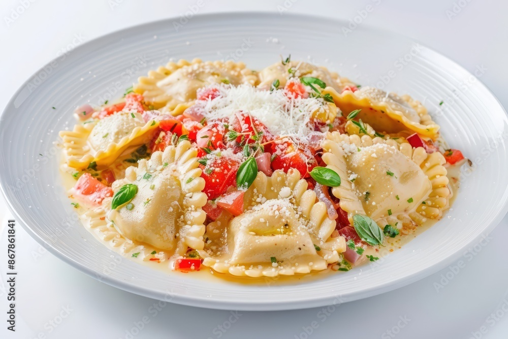 Delicious Cheese-Filled Ravioli with Freshly Grated Parmesan Cheese Delicious Cheese-Filled Ravioli with Freshly Grated Parmesan Cheese