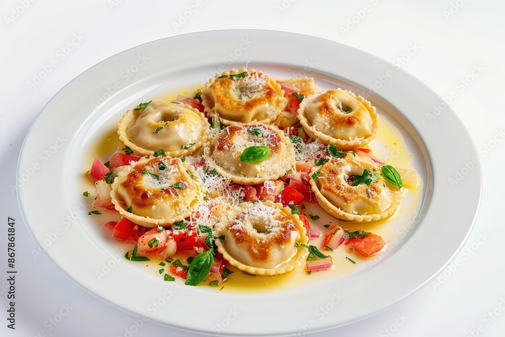 Satisfying Cheese-Filled Ravioli with Diced Plum Tomatoes Satisfying Cheese-Filled Ravioli with Diced Plum Tomatoes