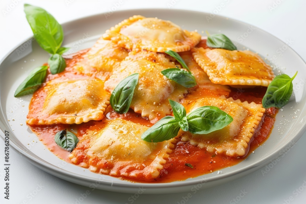 Tasty Cheese Pizza Ravioli with Italian Seasoning and Fresh Basil Tasty Cheese Pizza Ravioli with Italian Seasoning and Fresh Basil