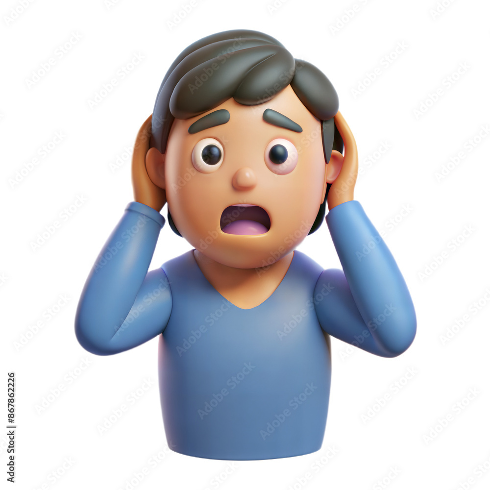 Illustration of a person feeling anxious and showing signs of stress on a transparent background Illustration of a person feeling anxious and showing signs of stress on a transparent background
