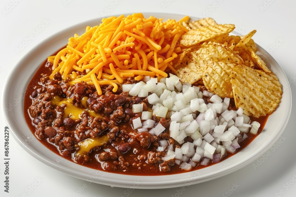 Cheeseburger Chili with Pickle Relish and Crispy Fries Cheeseburger Chili with Pickle Relish and Crispy Fries