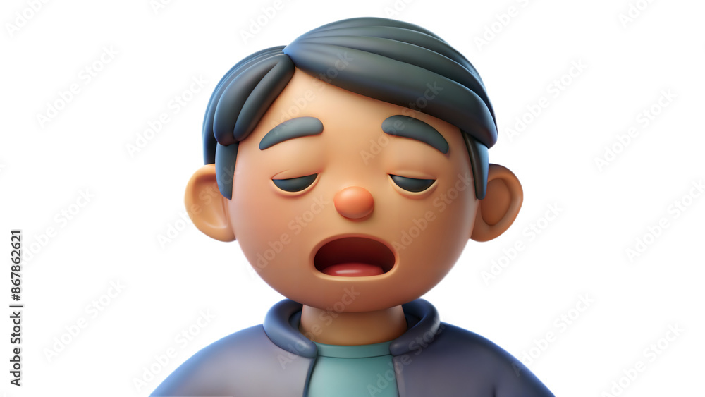 Tired and sleepy person with a yawning expression on transparent background Tired and sleepy person with a yawning expression on transparent background