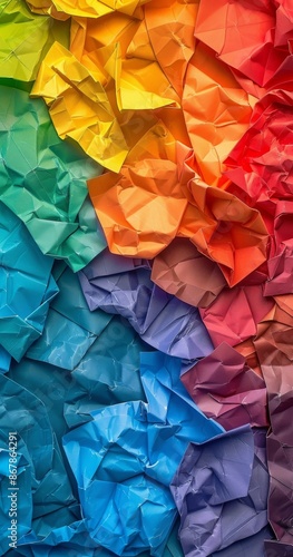 Crinkled Rainbow Colored Paper Texture