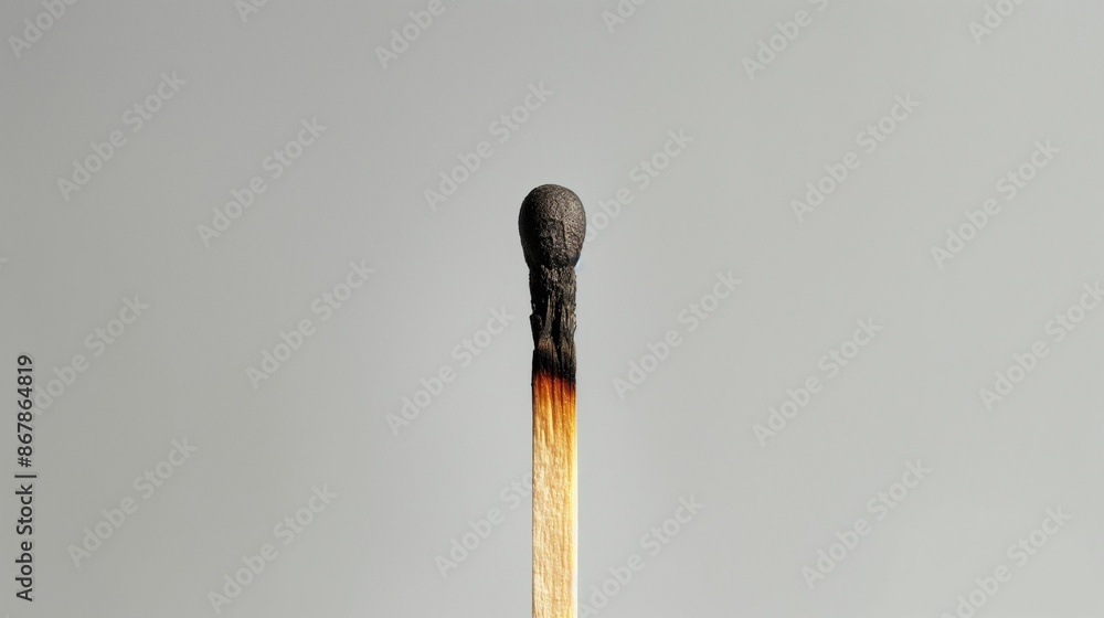 Burnt matchstick on a white background. Burnt matchstick on a white background.