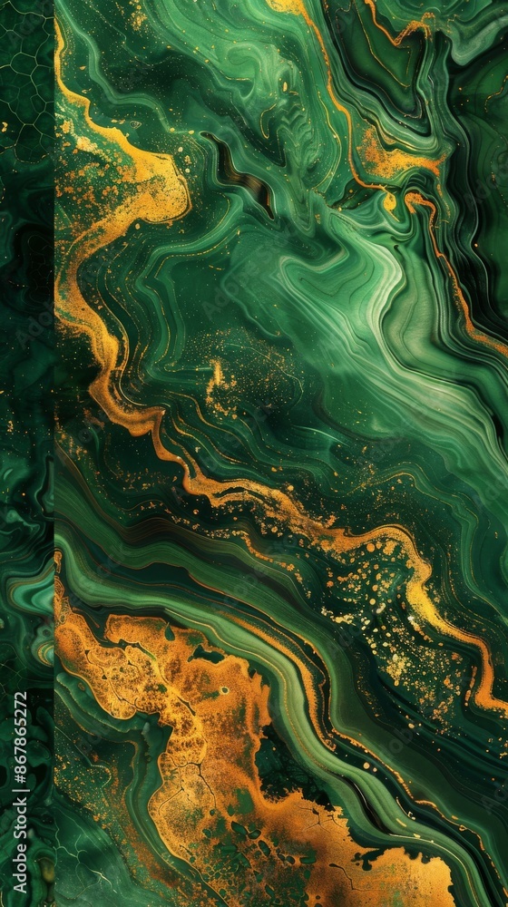 Abstract green and gold marble texture, close-up view. Modern art and design concept Abstract green and gold marble texture, close-up view. Modern art and design concept
