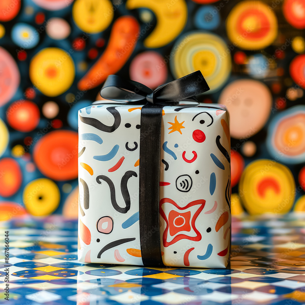 Obraz premium A colorful box with a painting of a landscape on it.