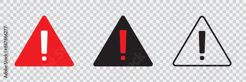 Caution alarm set, danger sign collection, attention vector icon, yellow, red and black fatal error message element, exclamation mark of warning attention icon