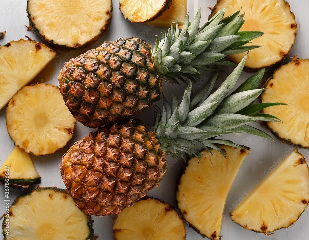 Fresh and ripe pineapple fruit. Isolated on white background Fresh and ripe pineapple fruit. Isolated on white background