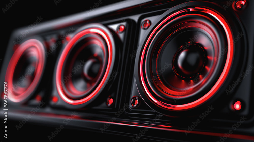 Fototapeta premium Close-Up of High-End Subwoofers with Neon Lights