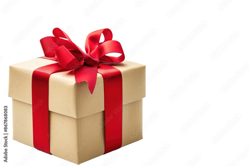 Beautifully wrapped gift box with red ribbon Beautifully wrapped gift box with red ribbon