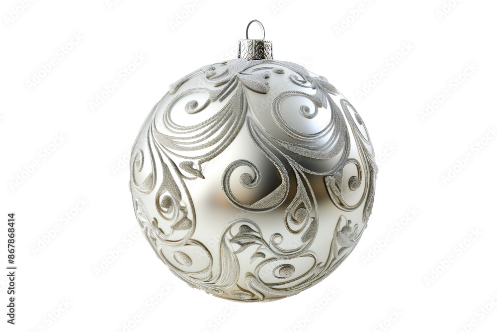 Silver Christmas tree ornament with intricate design Silver Christmas tree ornament with intricate design