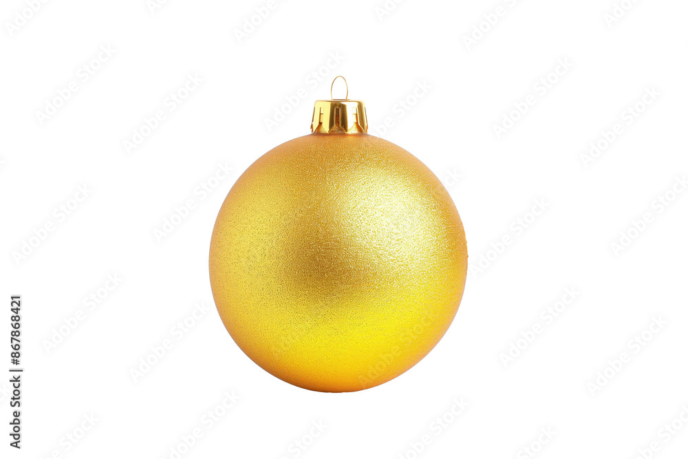 Yellow glittery Christmas tree ornament isolated on white