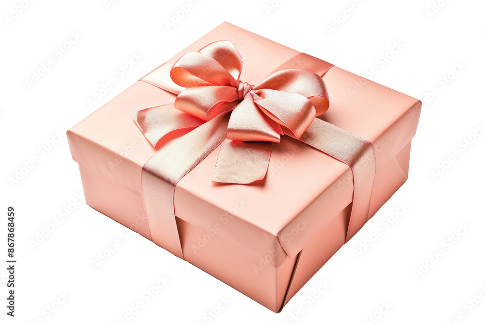 Obraz premium Pink gift box with satin bow