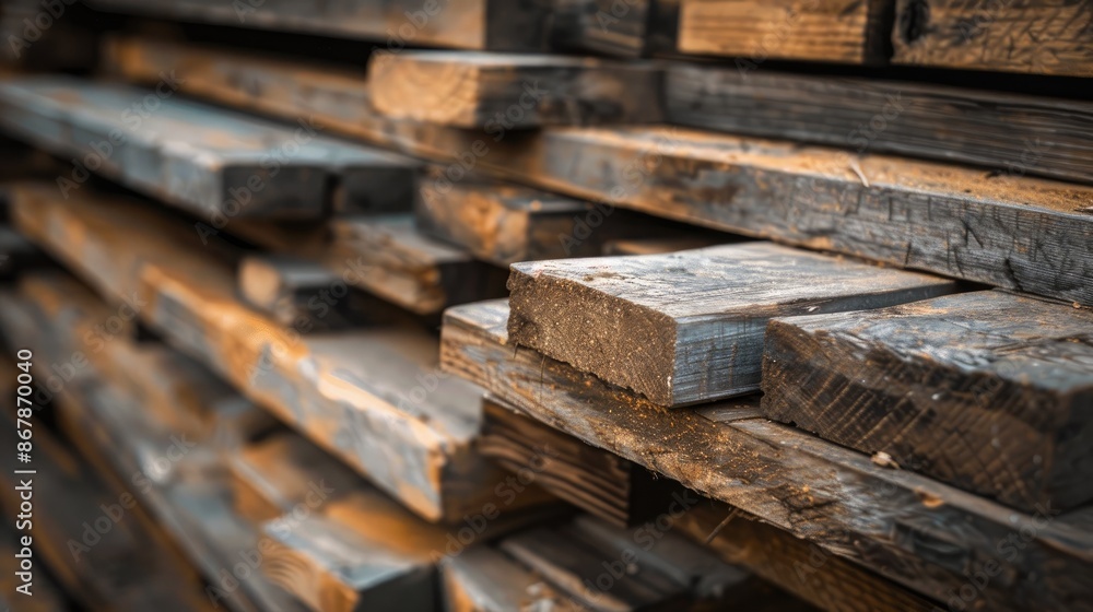 Wooden planks in the yard Wooden planks in the yard