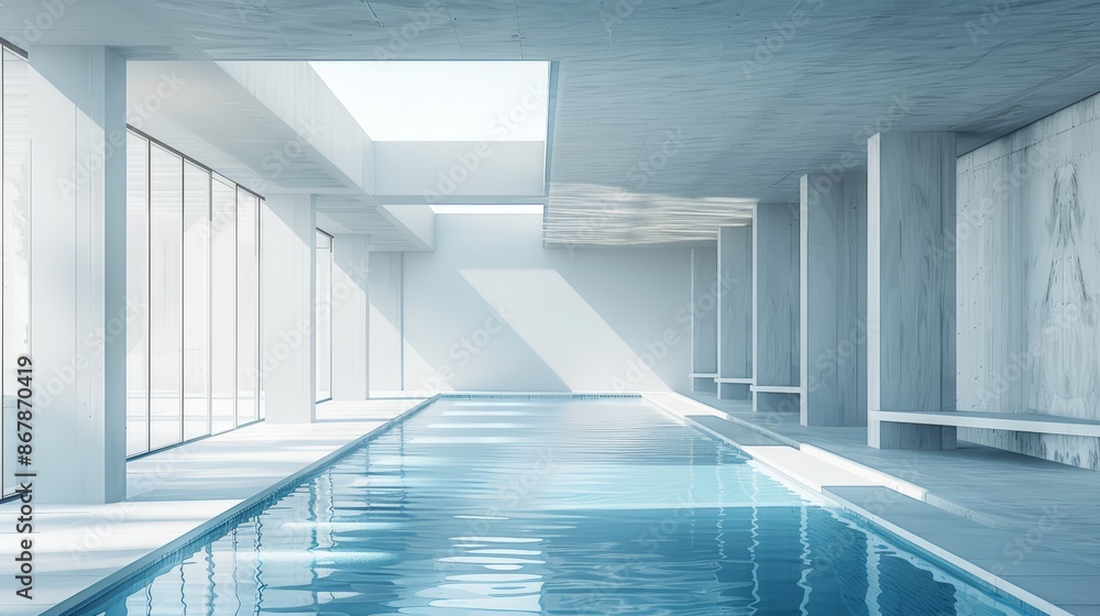 Obraz premium A modern, sleek pool surrounded by minimalist architecture