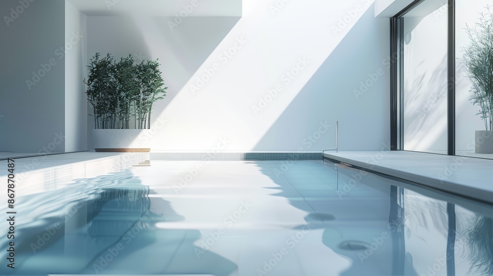 Obraz premium A modern, sleek pool surrounded by minimalist architecture