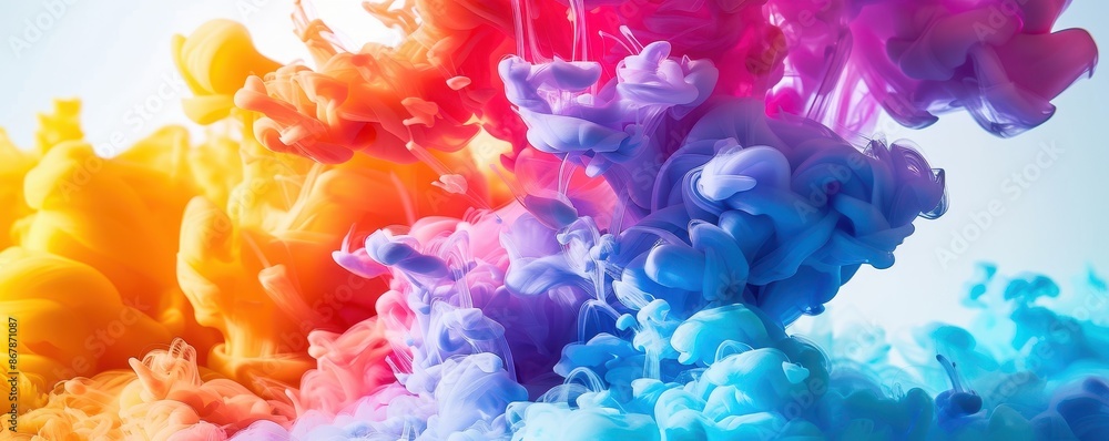Fototapeta premium Colorful ink clouds in water, abstract background