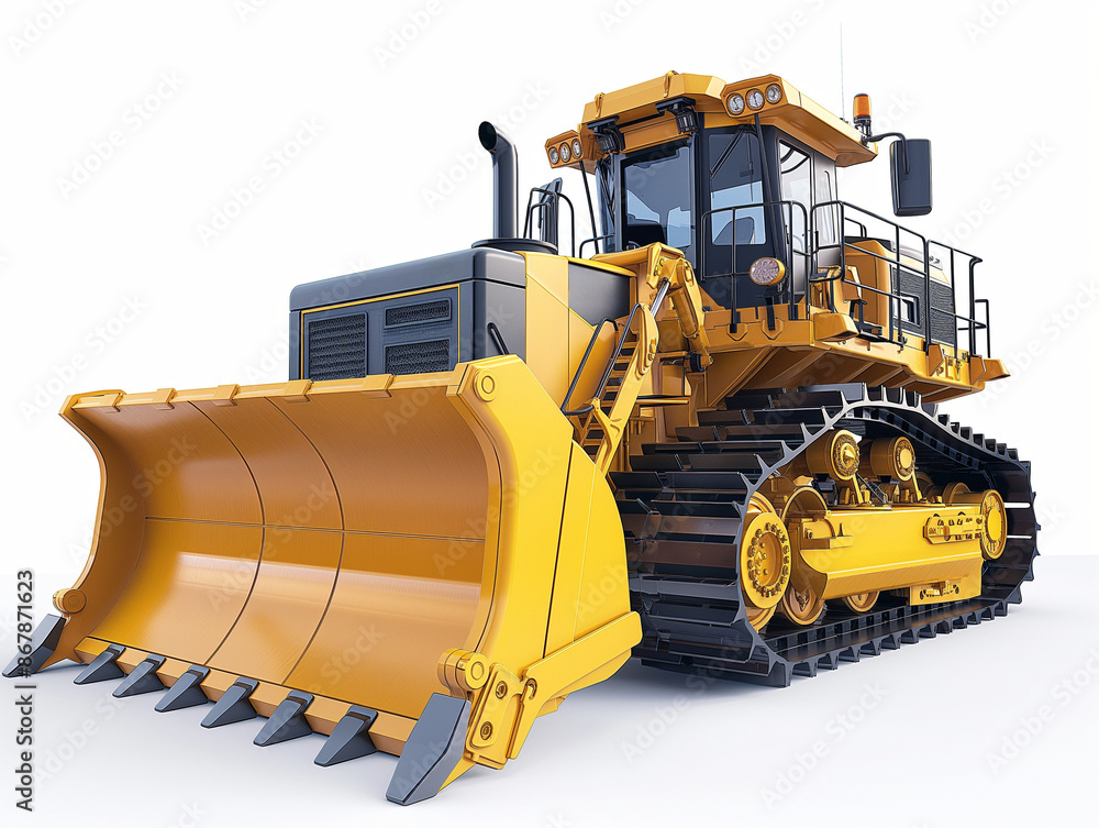 Obraz premium Yellow construction bulldozer isolated on a white background