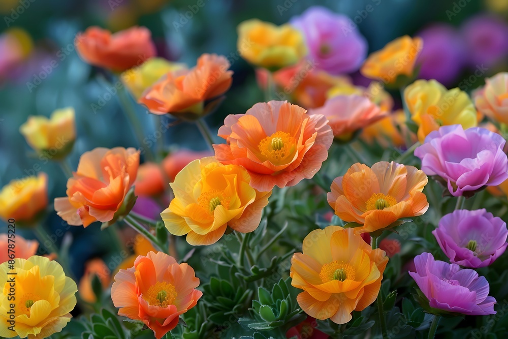 Vibrant Garden of Multicolored Flowers in Full Bloom Vibrant Garden of Multicolored Flowers in Full Bloom