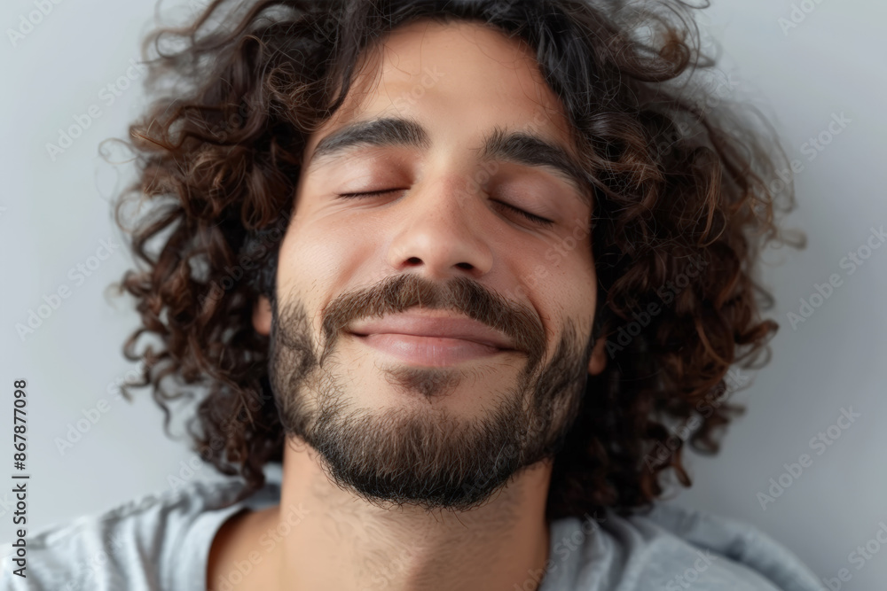 Close-up portrait of a young man of European descent, studio photo, against a sleek gray studio backdrop Close-up portrait of a young man of European descent, studio photo, against a sleek gray studio backdrop