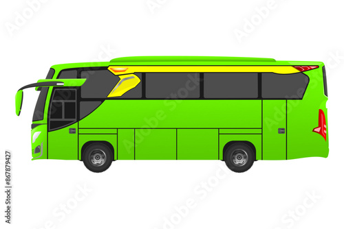 Livery green bus mockup vector illustration isolated on white background, copy space area for placed design. side view of the bus. bus vector eps.