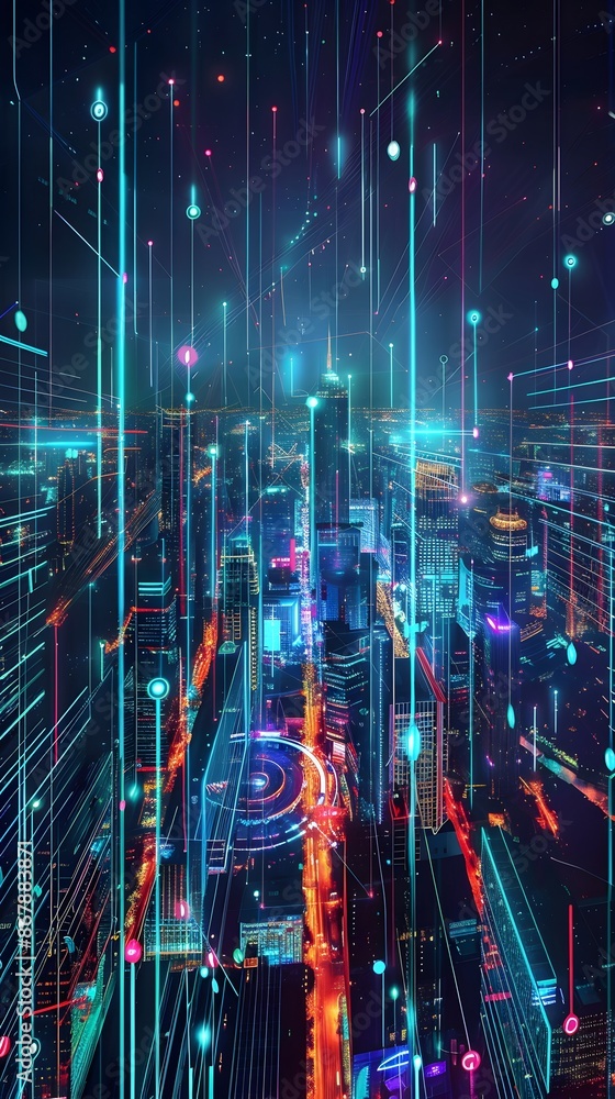 Networking, collaboration, big city, city of the future, cyber security Networking, collaboration, big city, city of the future, cyber security