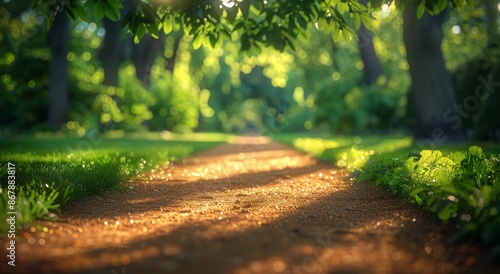 A Sunny Path Through a Lush Green Forest