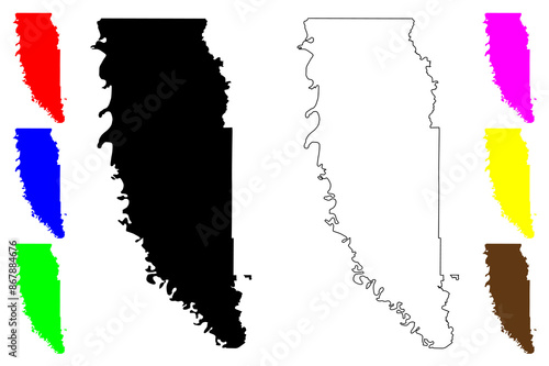 Bossier County, Louisiana (U.S. county, United States of America, USA, U.S., US) map vector illustration, scribble sketch Bossier Parish map photo