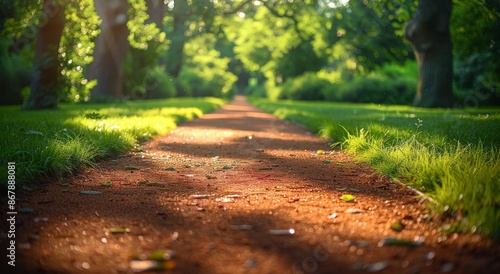 A Sunny Path Through a Lush Green Forest