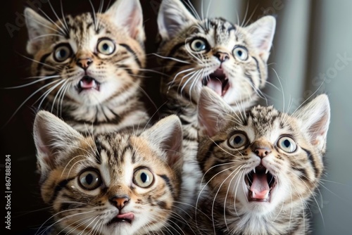 Four Kittens In Awe