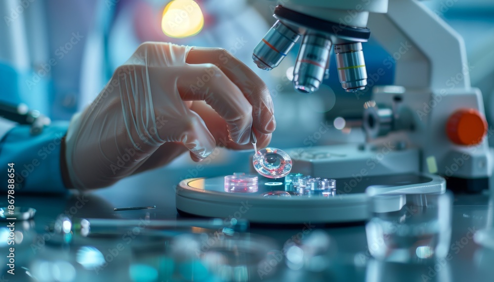 Scientist Working With Microscope In Laboratory Scientist Working With Microscope In Laboratory