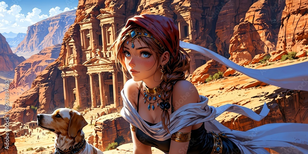 Fototapeta premium view in jordan anime style stunning aesthetic and high d background