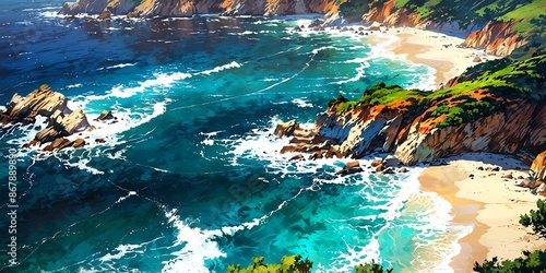big sur california usa anime style stunning aesthetic background