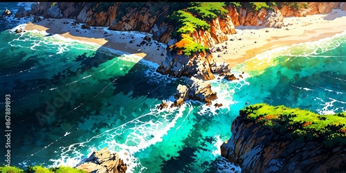 big sur california usa anime style stunning aesthetic background
