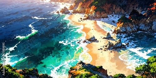big sur california usa anime style stunning aesthetic background