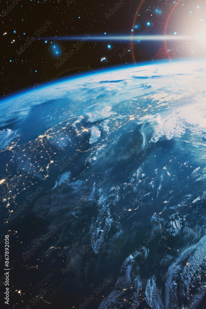 vertical illustration with part of planet earth surface vertical illustration with part of planet earth surface