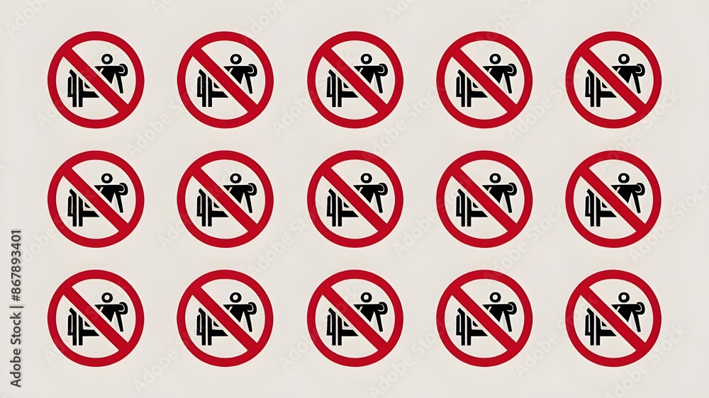 Vector illustration isolated on white backdrop with a set of red prohibition sign icons Vector illustration isolated on white backdrop with a set of red prohibition sign icons
