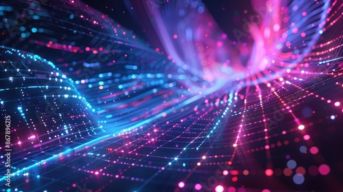 Wallpaper Mural Futuristic grid with holographic elements and dynamic light effects. Torontodigital.ca