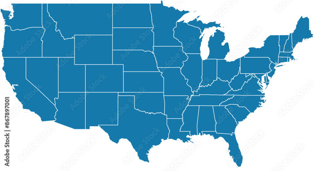 Fototapeta premium Editable vector file of the continental United States.
